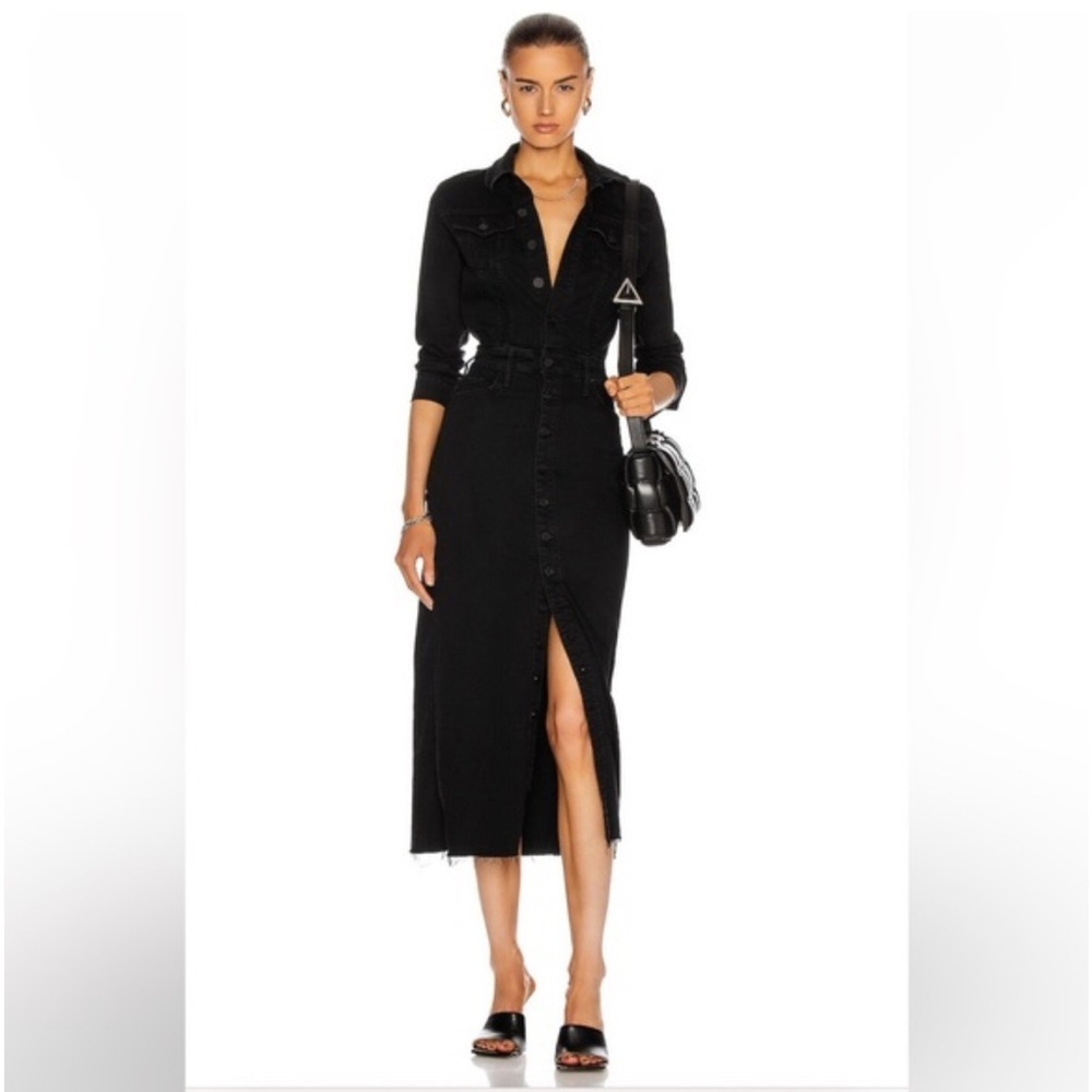 MOTHER Black Long Sleeve Denim Dress